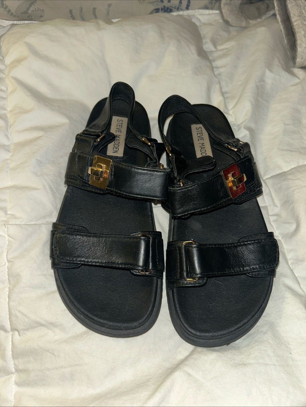 Steve Madden Black Slide Sandals with Logo Insole